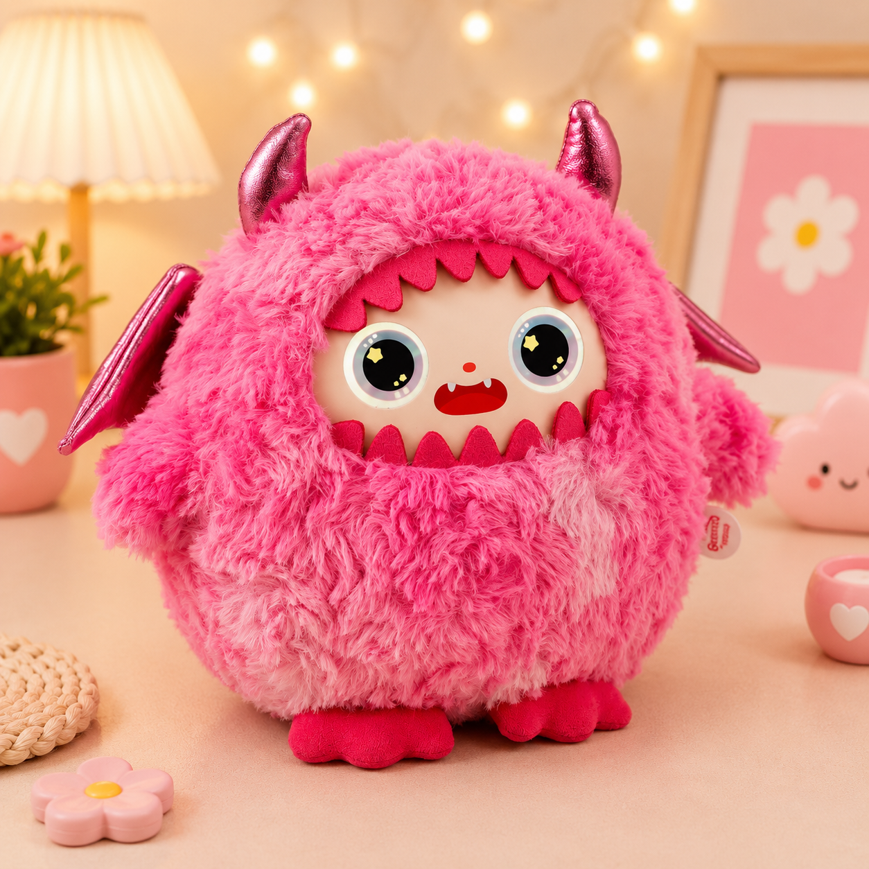 Monster Ledodo AI Interactive Plush Toy | Smart Talking Companion with LED Eyes | App-Controlled AI Plush | Pink Monster