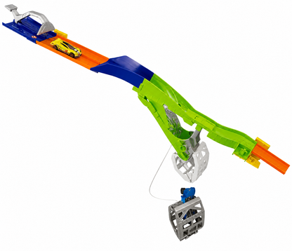 Hot Wheels Wall Tracks Bungee Racer Track Set with 1 Die-Cast Car | Wall-Mounted 2-Lane Racing Track | Swinging Trap Action | Connects to Wall Tracks System | Ages 4+