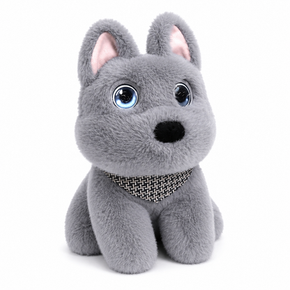 Breatoi! AI Smart Interactive Plush Dog Toy with Voice Interaction, Soft Stuffed Puppy Companion, Talking & Sound Responsive Plush Animal for Kids | Gift for Boys & Girls 3+ Years - Grey