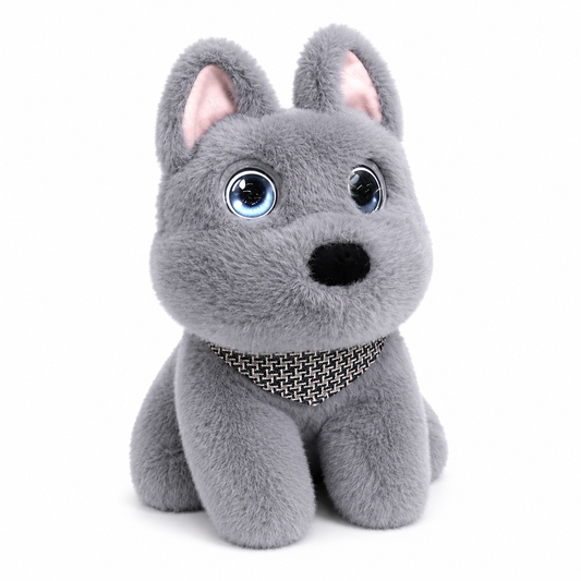 CuteYeah AI Smart Interactive Plush Dog Toy with Voice Interaction, Soft Stuffed Puppy Companion, Talking & Sound Responsive Plush Animal for Kids | Gift for Boys & Girls 3+ Years - Grey