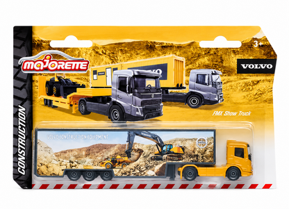 Majorette 1:64 Volvo FMX Show Truck with Volvo Construction Equipment Trailer | Premium Die-Cast Truck | Official Volvo Licensed | Ages 3+