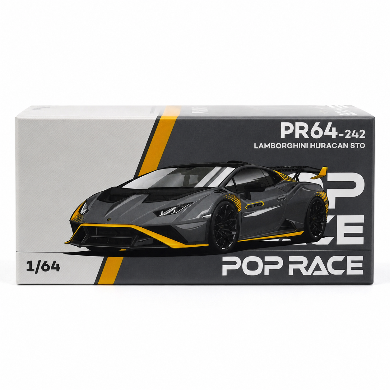 POP RACE 1:64 Lamborghini Huracán STO Grey PR64-242 | Official Licensed Diecast Model Car (BGX)