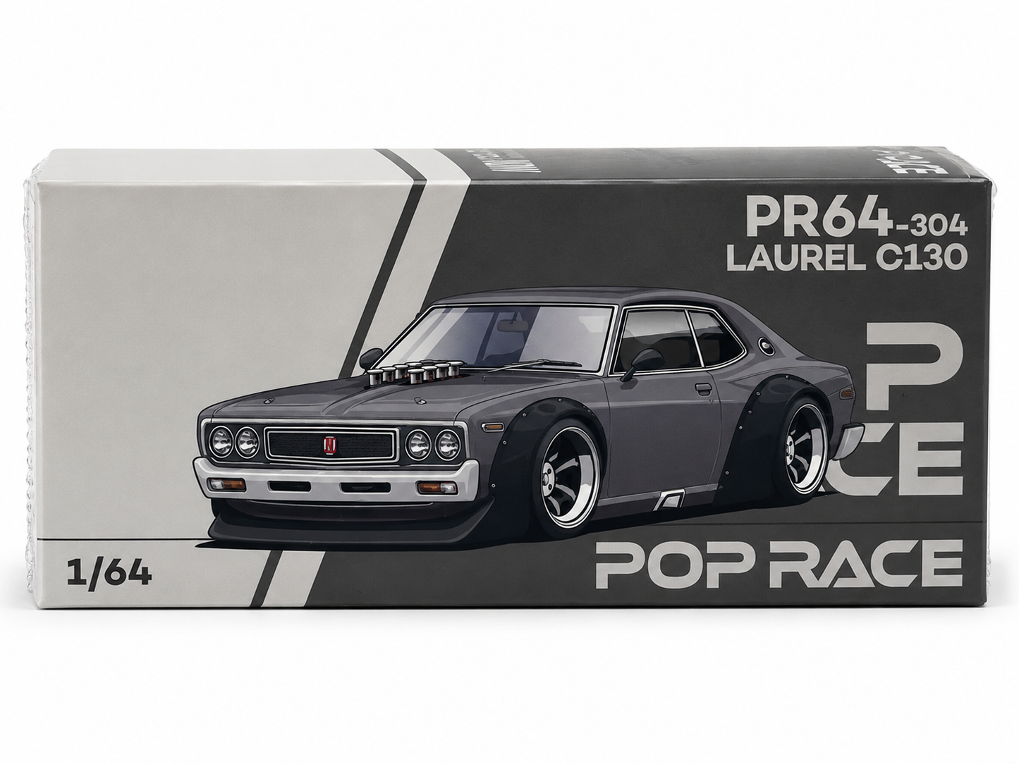 POP RACE 1:64 Nissan Laurel C130 Metallic Grey PR64-304 | Official Licensed Diecast Model Car | BGX