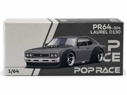 POP RACE 1:64 Nissan Laurel C130 Metallic Grey PR64-304 | Official Licensed Diecast Model Car | BGX
