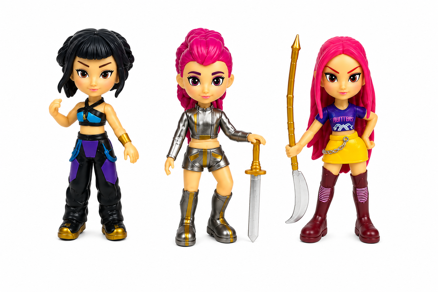 KPOP Demon Hunters Action Figure Set | 3 Collectible Anime-Style Figures with Weapons | Fantasy Character Toy Gift for Kids, Collectors & Display