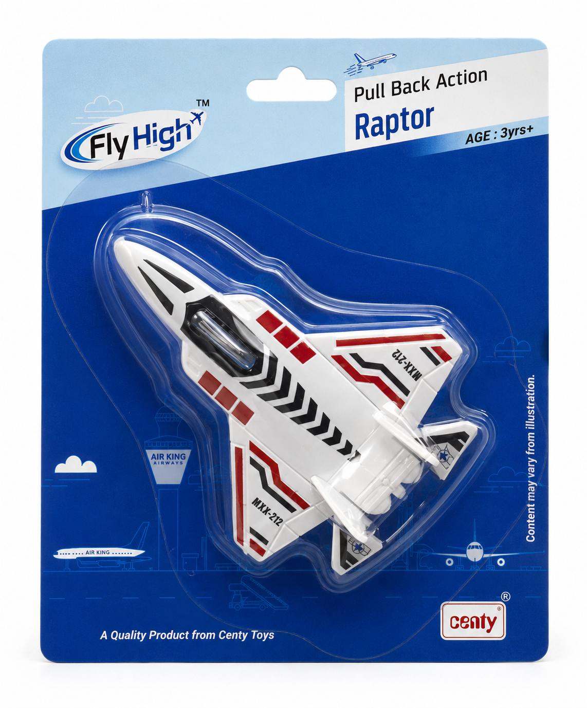 Centy Fly High Raptor Pull Back Action Fighter Jet Toy Airplane | Die-Cast Aircraft Model for Kids | 3+ Years | BGX
