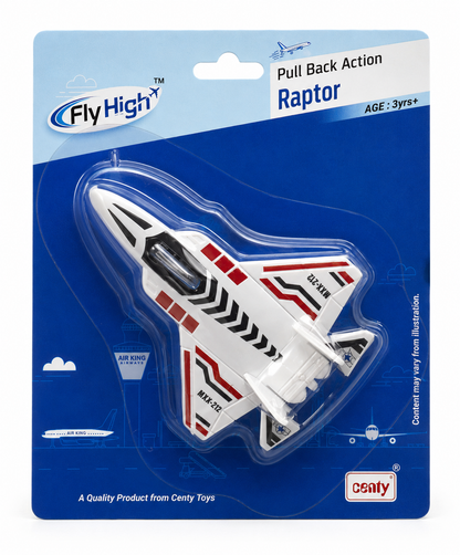 Centy Fly High Raptor Pull Back Action Fighter Jet Toy Airplane | Die-Cast Aircraft Model for Kids | 3+ Years | BGX