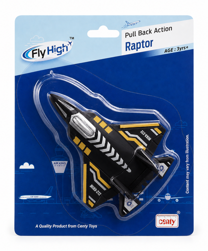 Centy Fly High Raptor Pull Back Action Fighter Jet Toy Airplane | Die-Cast Aircraft Model for Kids | 3+ Years | BGX