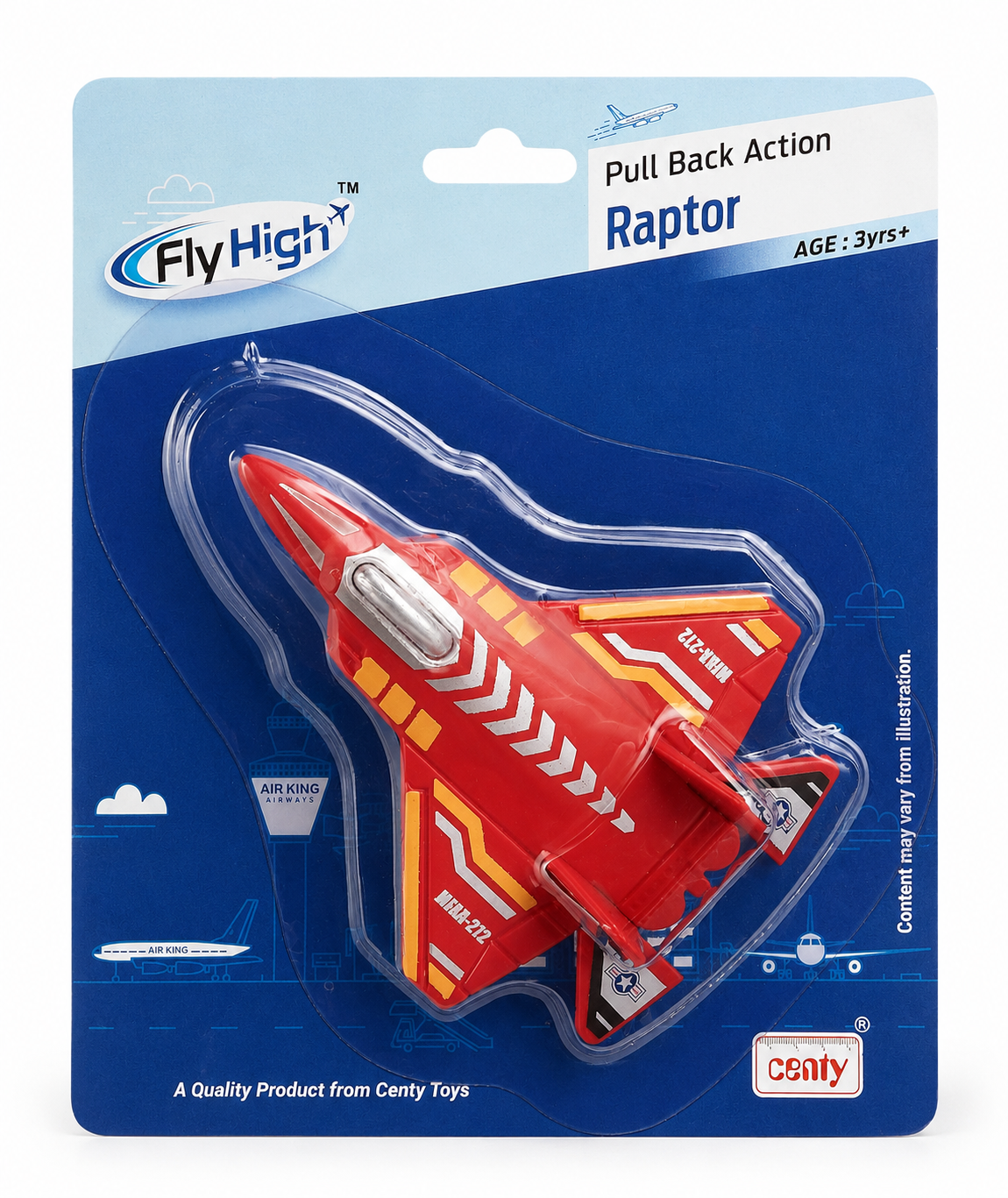 Centy Fly High Raptor Pull Back Action Fighter Jet Toy Airplane | Die-Cast Aircraft Model for Kids | 3+ Years | BGX