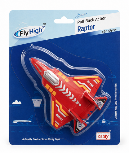 Centy Fly High Raptor Pull Back Action Fighter Jet Toy Airplane | Die-Cast Aircraft Model for Kids | 3+ Years | BGX