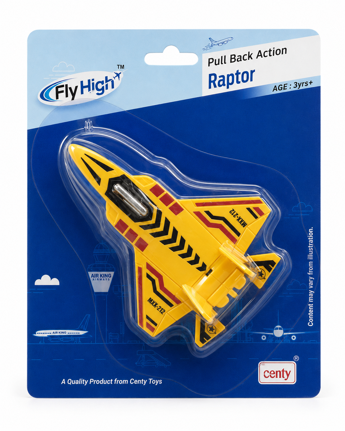 Centy Fly High Raptor Pull Back Action Fighter Jet Toy Airplane | Die-Cast Aircraft Model for Kids | 3+ Years | BGX