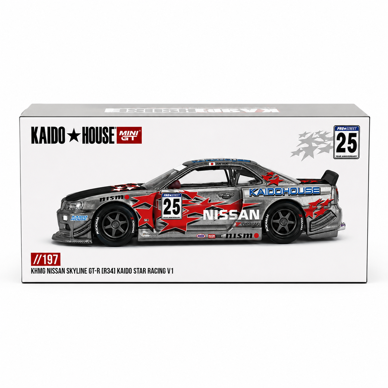 Kaido House x MINI GT 1:64 Nissan Skyline GT-R (R34) Kaido Star Racing V1 | KHMG197 | Collector Box | BGX