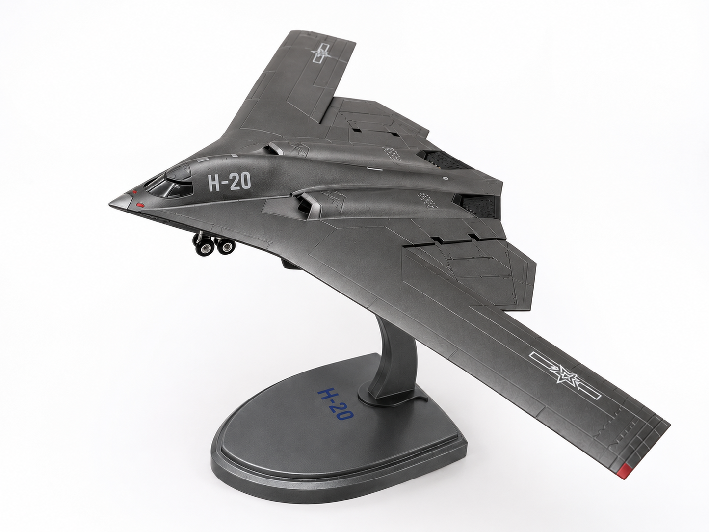 Premium 1:300 Scale H-20 Stealth Bomber Aircraft Diecast Model with Display Stand | Military Aircraft Collectible Display Model for Home & Office Decor