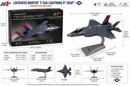 Premium 1:72 Scale Lockheed Martin F-35A Lightning II USAF Metal Diecast Body Aircraft Model with Display Stand | Modern Military Fighter Jet Collectible