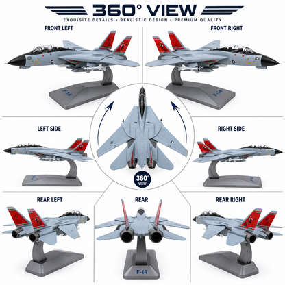 Premium 1:72 Scale Northrop Grumman F-14 Tomcat Oceana Metal Diecast Body Aircraft Model with Display Stand | Military Fighter Jet Collectible for Home & Office Decor