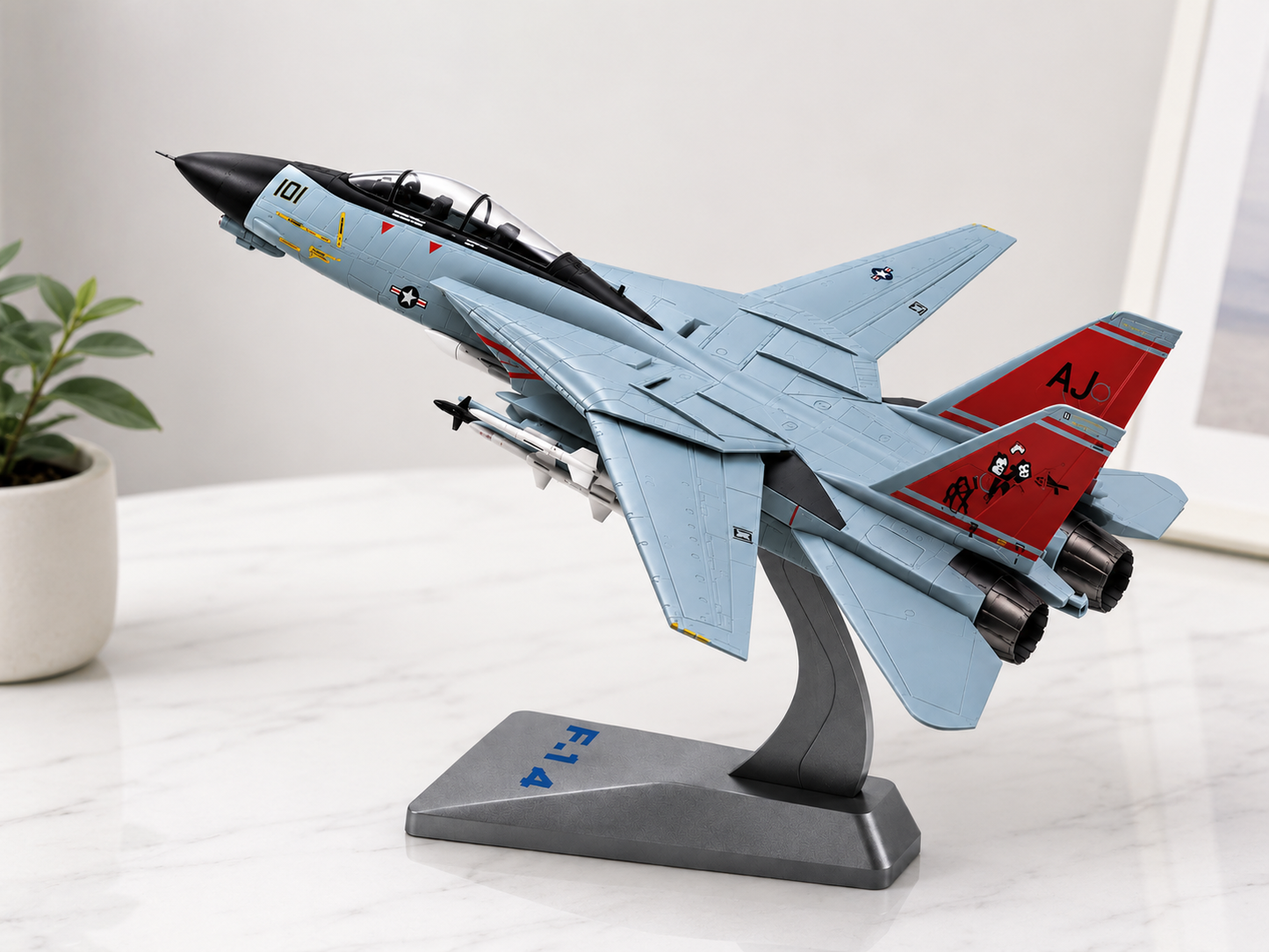 Premium 1:72 Scale Northrop Grumman F-14 Tomcat Oceana Metal Diecast Body Aircraft Model with Display Stand | Military Fighter Jet Collectible for Home & Office Decor