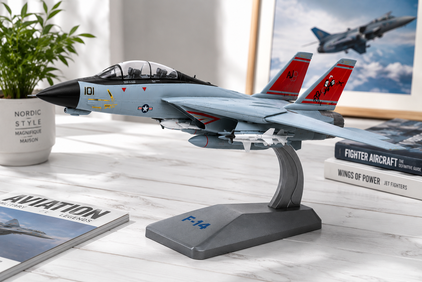 Premium 1:72 Scale Northrop Grumman F-14 Tomcat Oceana Metal Diecast Body Aircraft Model with Display Stand | Military Fighter Jet Collectible for Home & Office Decor