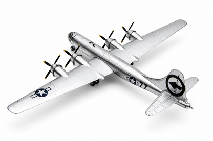 Premium 1:144 Scale B-29 Superfortress Diecast Metal Body Aircraft Model with Display Stand & 1/72 Scale Fat Man Bomb | Military Collectible