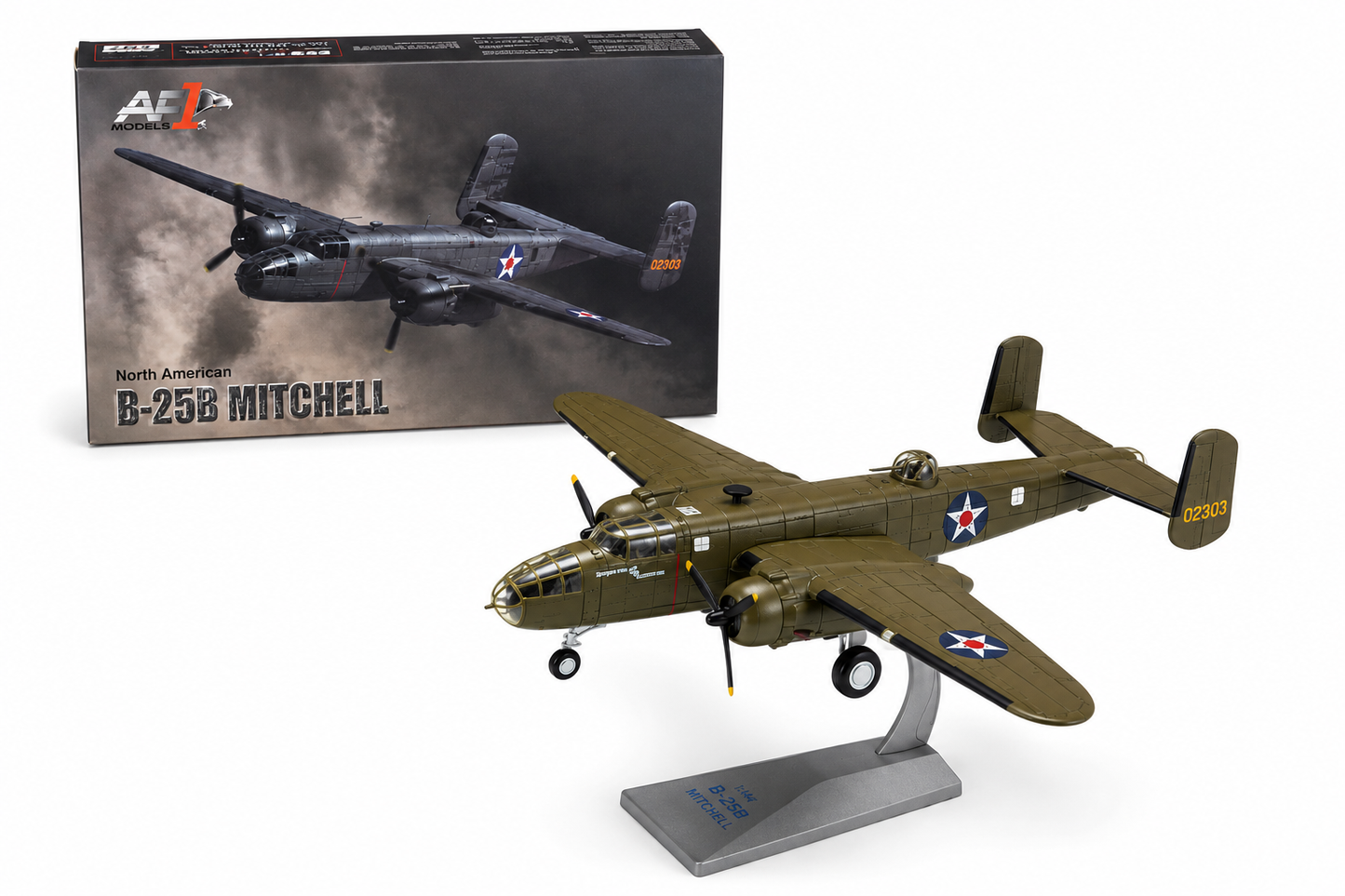 Premium 1:72 Scale North American B-25B Mitchell Metal Diecast Body Aircraft Model with Display Stand | Military Bomber Collectible
