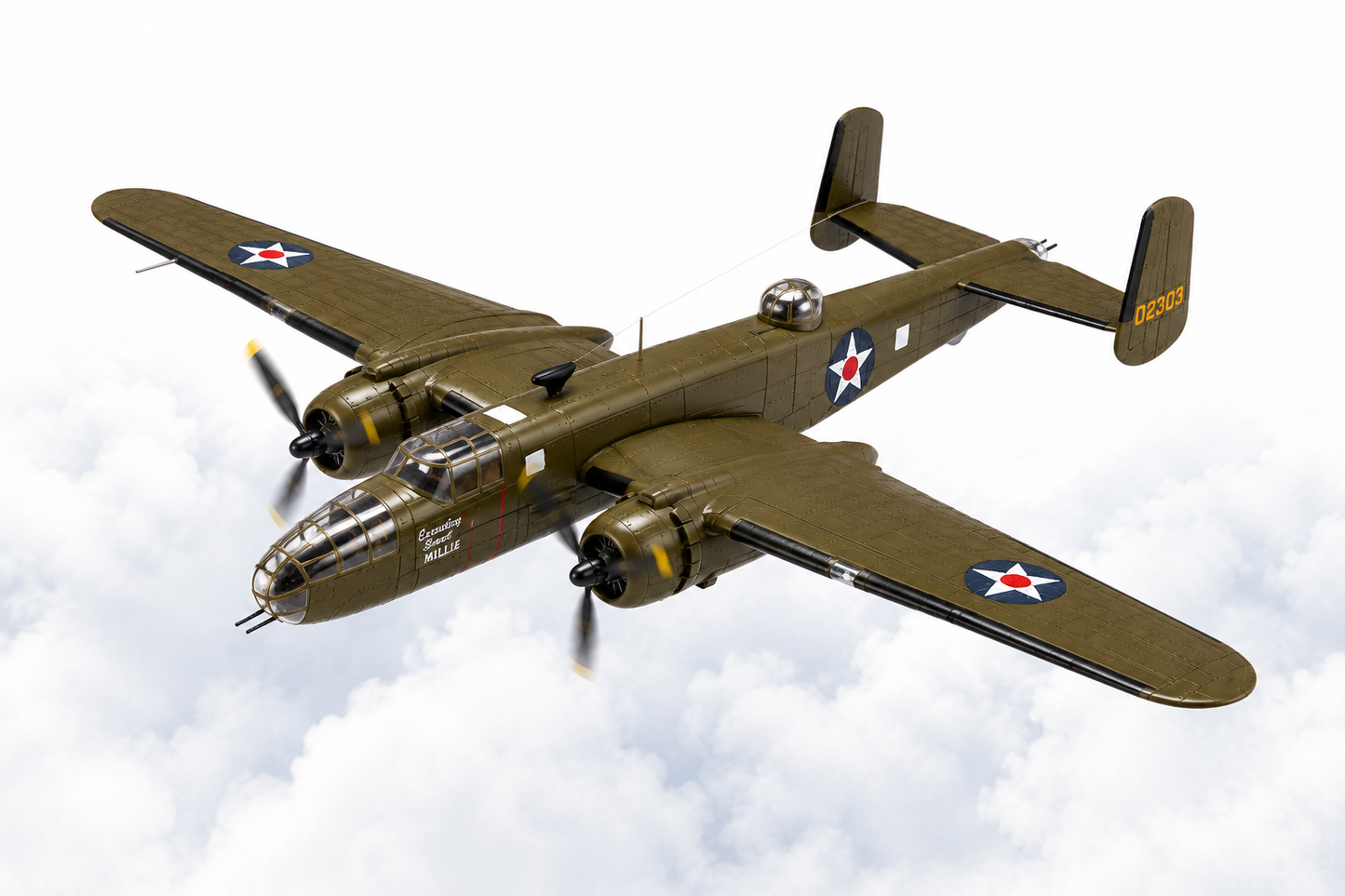 Premium 1:72 Scale North American B-25B Mitchell Metal Diecast Body Aircraft Model with Display Stand | Military Bomber Collectible