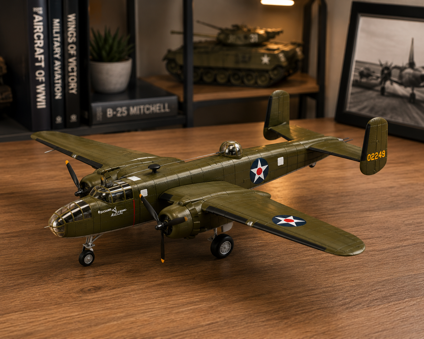 Premium 1:72 Scale North American B-25B Mitchell Metal Diecast Body Aircraft Model with Display Stand | Military Bomber Collectible