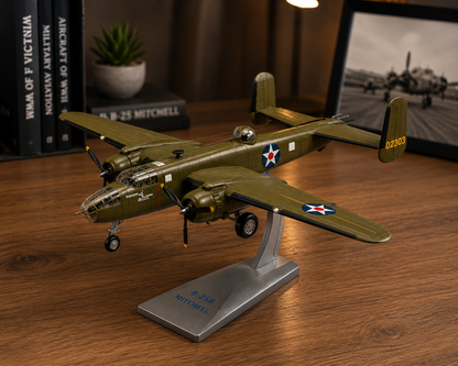 Premium 1:72 Scale North American B-25B Mitchell Metal Diecast Body Aircraft Model with Display Stand | Military Bomber Collectible