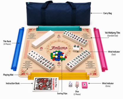 Breatoi American Mahjong Set with Carry Case & Playing Mat | 166 Premium Tiles, 4 Tile Racks, Chips, Dice & Wind Indicator | Complete American Mahjong Game Set