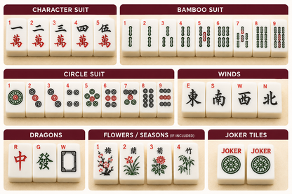 Breatoi American Mahjong Set with Carry Case & Playing Mat | 166 Premium Tiles, 4 Tile Racks, Chips, Dice & Wind Indicator | Complete American Mahjong Game Set