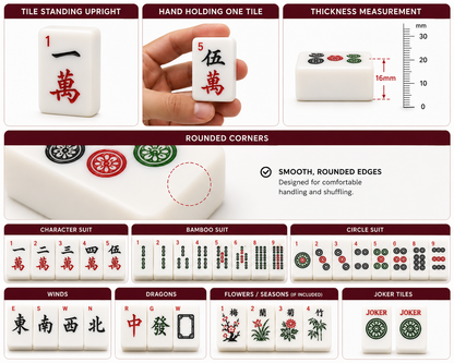 Breatoi American Mahjong Set with Carry Case & Playing Mat | 166 Premium Tiles, 4 Tile Racks, Chips, Dice & Wind Indicator | Complete American Mahjong Game Set