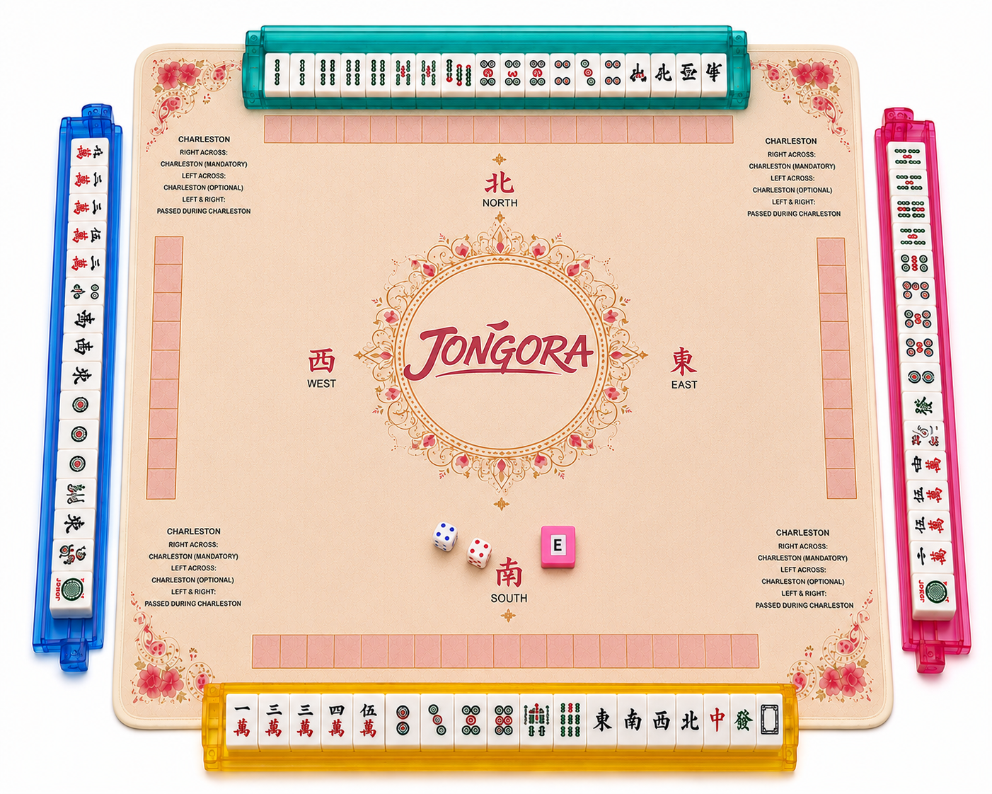 Breatoi American Mahjong Set with Carry Case & Playing Mat | 166 Premium Tiles, 4 Tile Racks, Chips, Dice & Wind Indicator | Complete American Mahjong Game Set