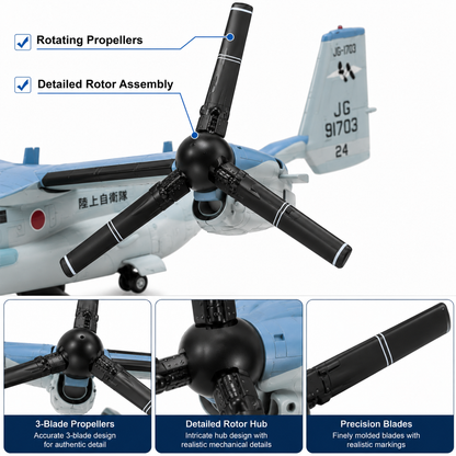 Premium 1:72 Scale V-22 Osprey JGSDF Tiltrotor Aircraft Model with Display Stand | Detailed Military Aircraft Collectible for Home & Office Decor