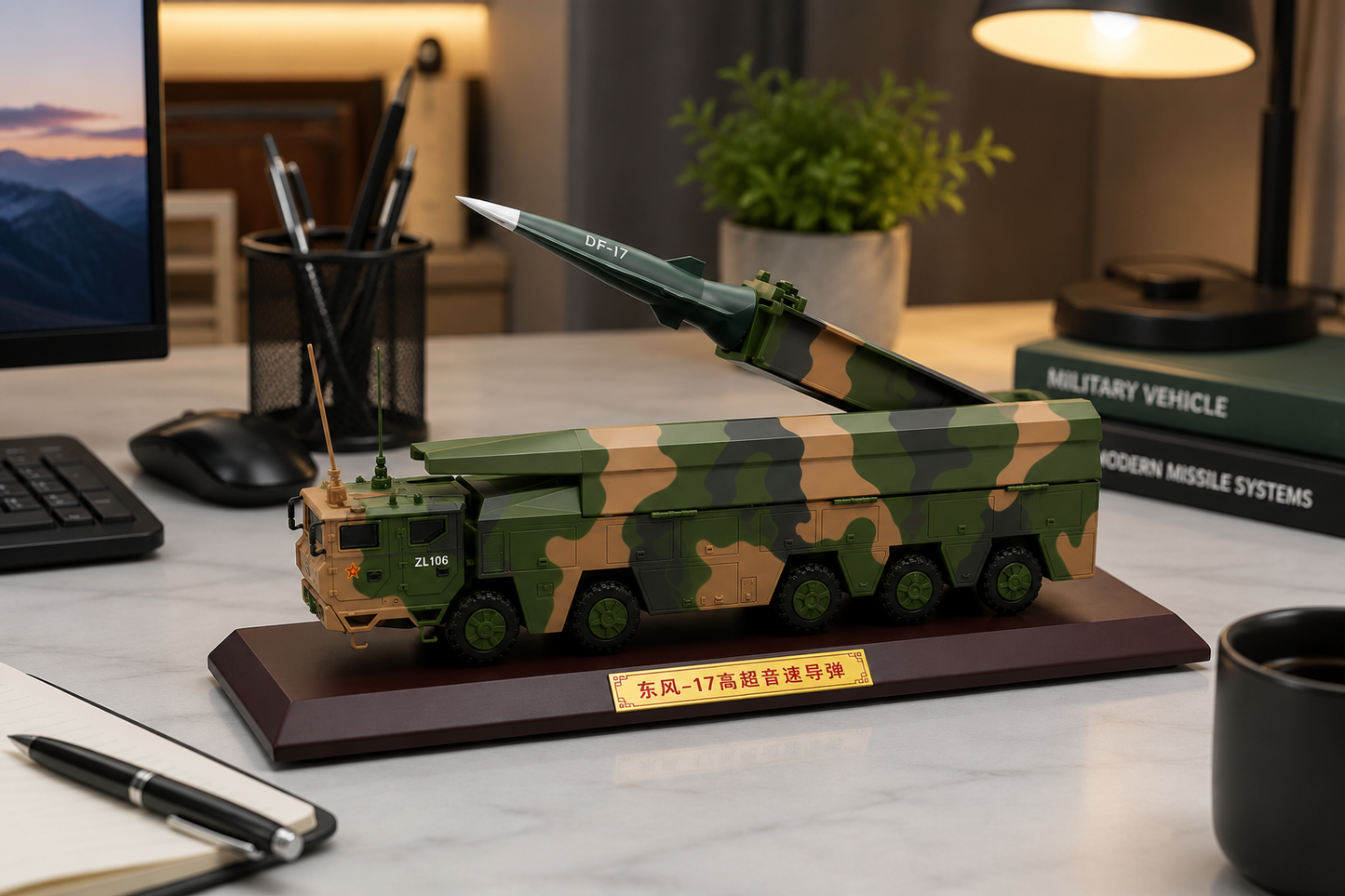 Premium 1:40 Scale DF-17 Hypersonic Missile Launcher Military Vehicle Model with Display Base & Collector Box | Static Display Collectible