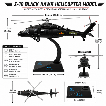 Premium 1:72 Scale Z-20 Military Helicopter Diecast Model with Display Stand & Collector Box | Alloy Military Aircraft Collectible
