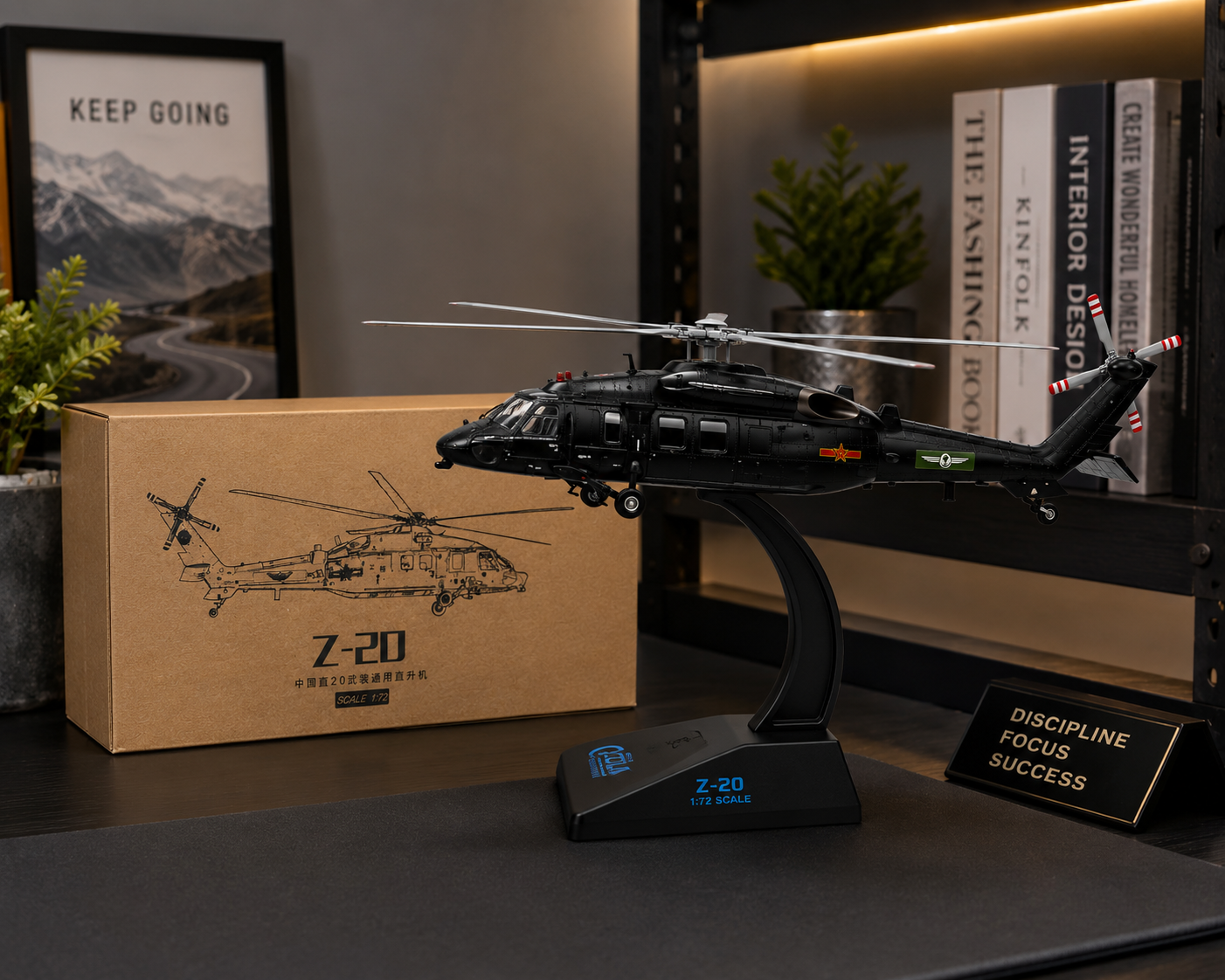 Premium 1:72 Scale Z-20 Military Helicopter Diecast Model with Display Stand & Collector Box | Alloy Military Aircraft Collectible