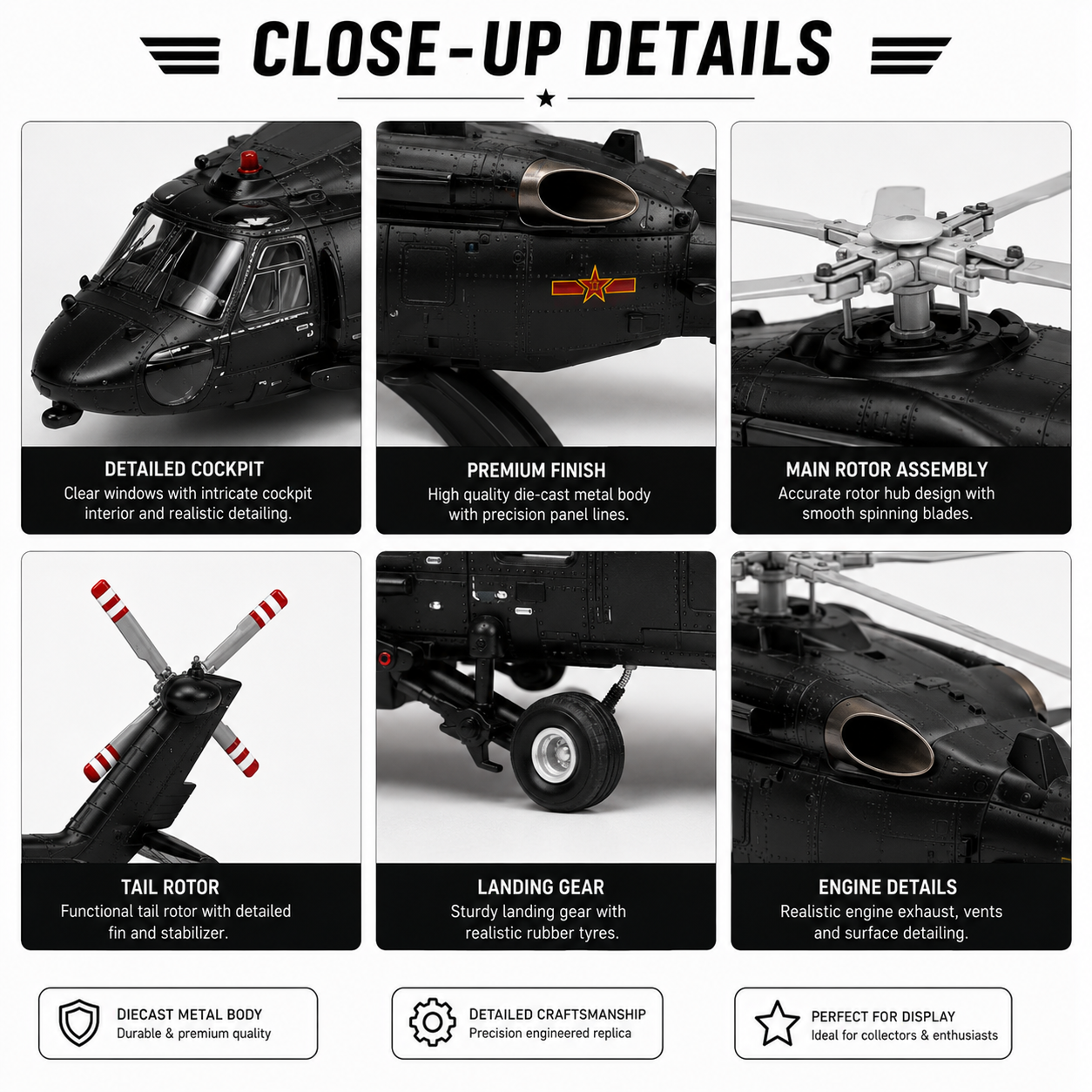 Premium 1:72 Scale Z-20 Military Helicopter Diecast Model with Display Stand & Collector Box | Alloy Military Aircraft Collectible
