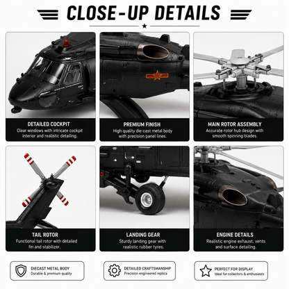 Premium 1:72 Scale Z-20 Military Helicopter Diecast Model with Display Stand & Collector Box | Alloy Military Aircraft Collectible