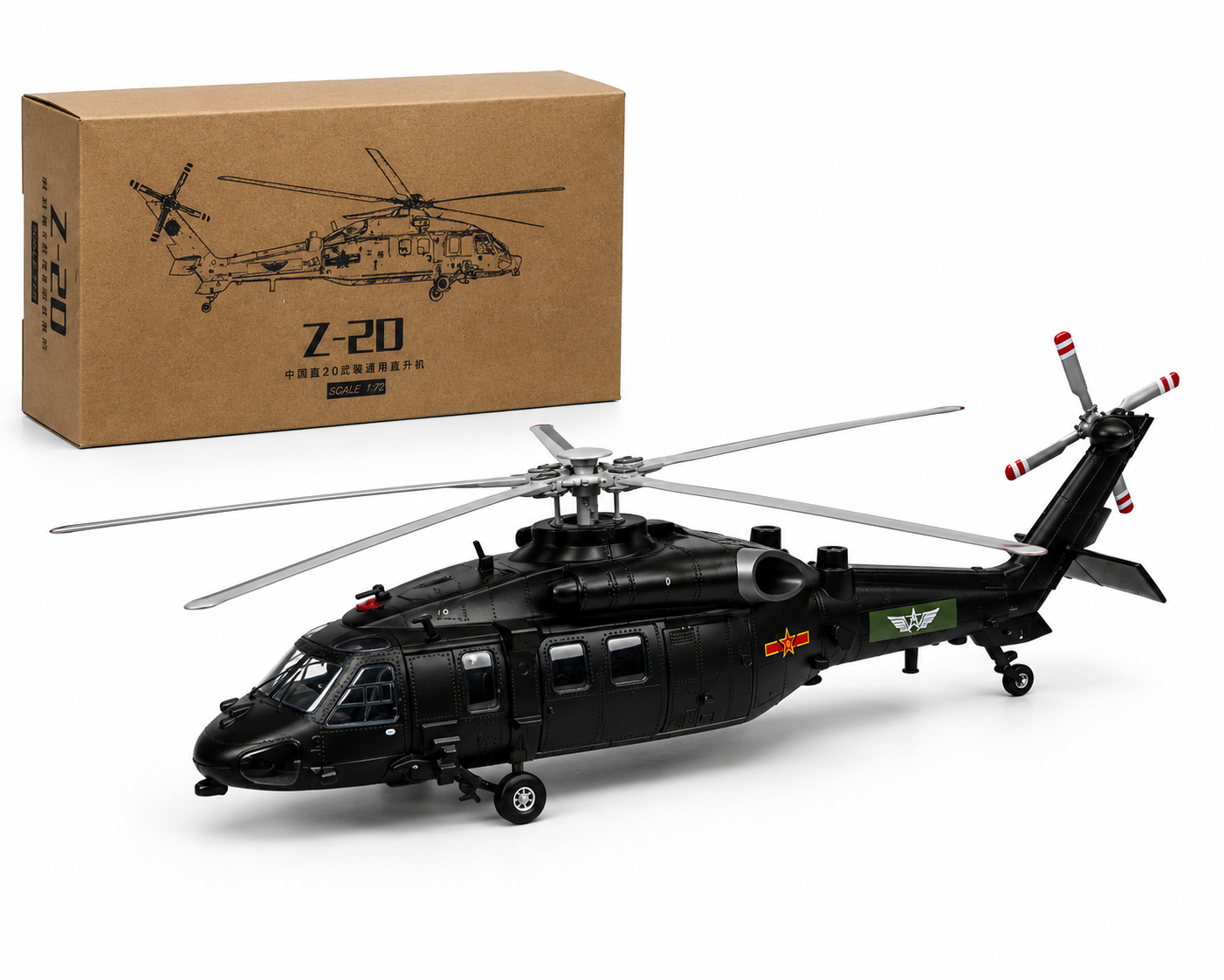 Premium 1:72 Scale Z-20 Military Helicopter Diecast Model with Display Stand & Collector Box | Alloy Military Aircraft Collectible