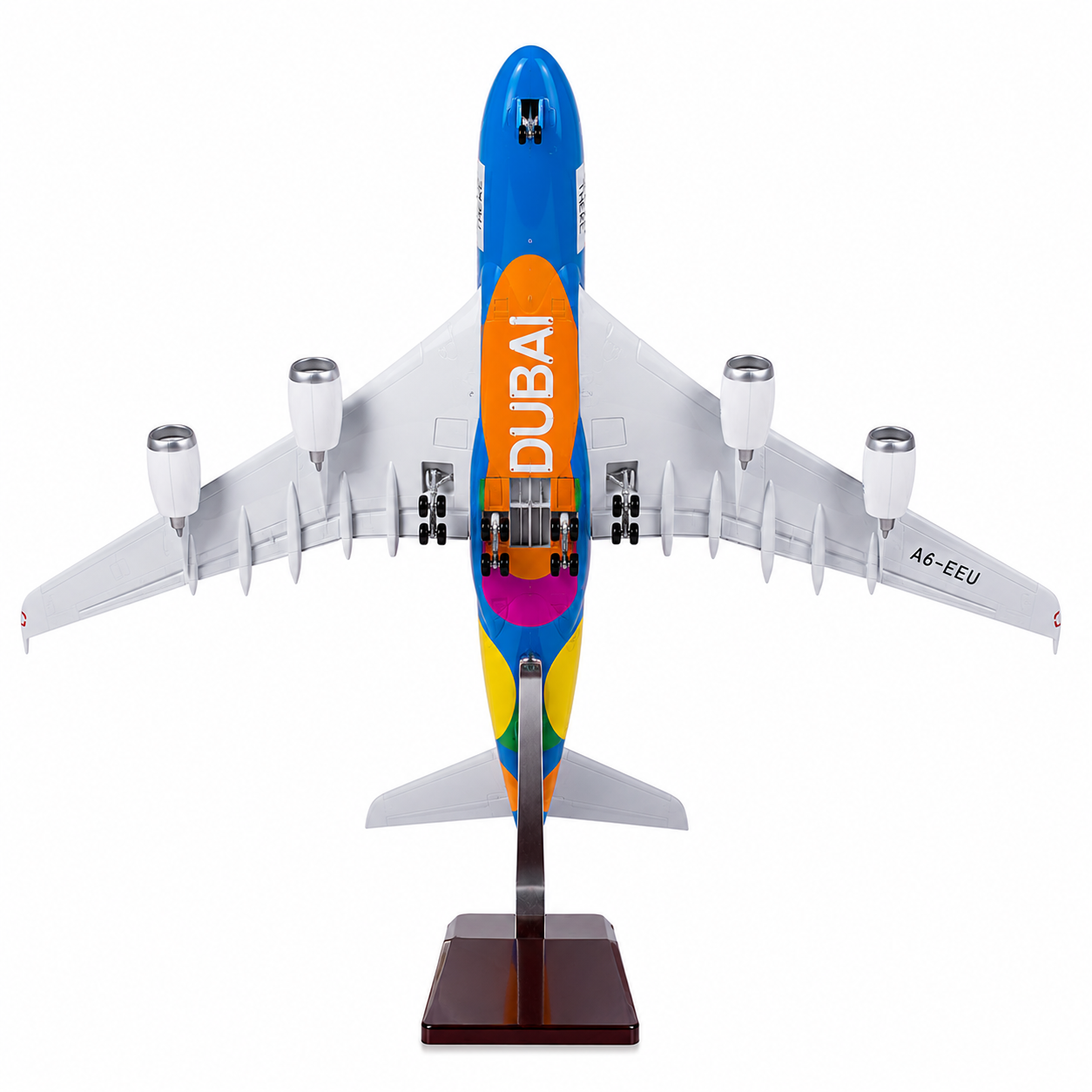 Premium 1:160 Scale Airbus A380 Dubai Expo Aircraft Model with Lights & Landing Gear | 46cm Metal Diecast & Resin Display Airplane with Stand | Aviation Collectible Gift