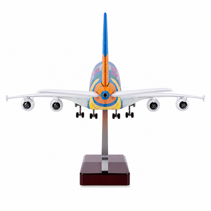 Premium 1:160 Scale Airbus A380 Dubai Expo Aircraft Model with Lights & Landing Gear | 46cm Metal Diecast & Resin Display Airplane with Stand | Aviation Collectible Gift