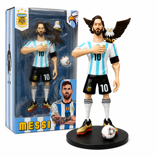 Lionel Messi No. 10 Football Collectible Figure with Eagle, Football & Display Base | Argentina Style Soccer Display Model