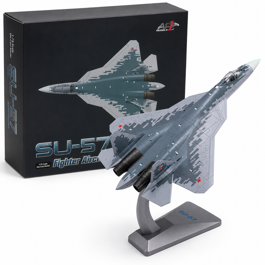 Premium 1:72 Scale Sukhoi SU-57 Felon Diecast Metal Fighter Aircraft Model with Display Stand | Military Jet Collectible for Home, Office & Aviation Display