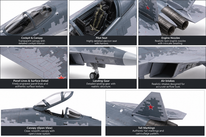 Premium 1:72 Scale Sukhoi SU-57 Felon Diecast Metal Fighter Aircraft Model with Display Stand | Military Jet Collectible for Home, Office & Aviation Display