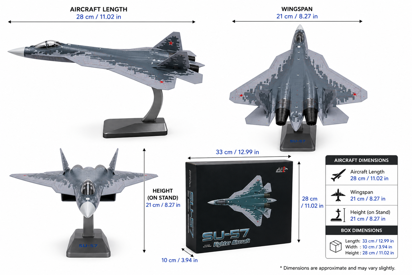 Premium 1:72 Scale Sukhoi SU-57 Felon Diecast Metal Fighter Aircraft Model with Display Stand | Military Jet Collectible for Home, Office & Aviation Display