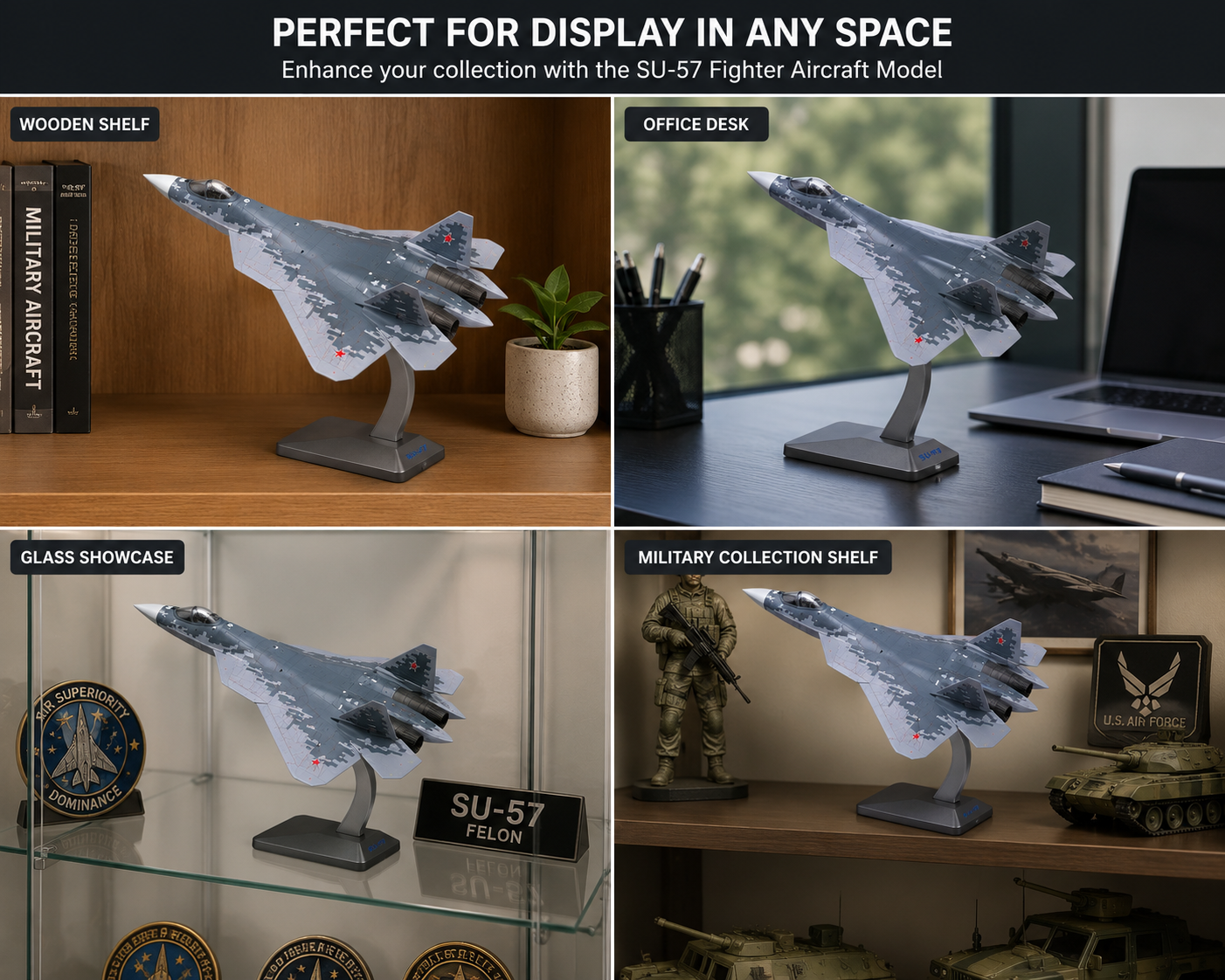 Premium 1:72 Scale Sukhoi SU-57 Felon Diecast Metal Fighter Aircraft Model with Display Stand | Military Jet Collectible for Home, Office & Aviation Display