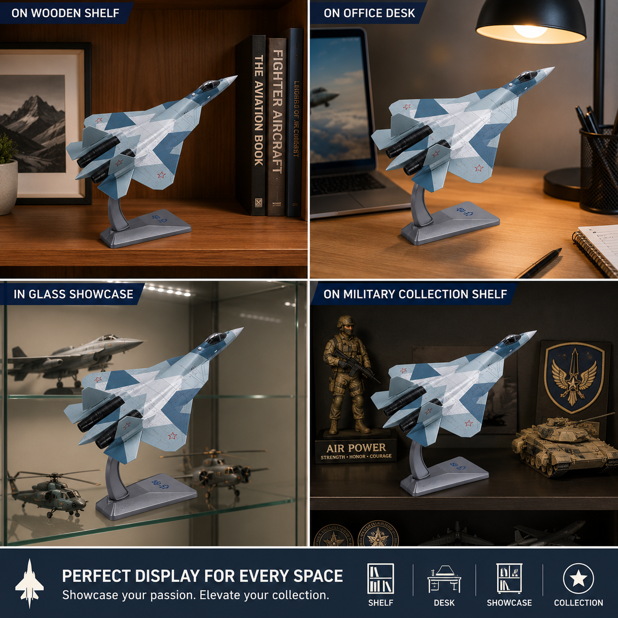 Premium 1:72 Scale Sukhoi SU-57 Felon Diecast Metal Fighter Aircraft Model with Display Stand | Military Stealth Jet Collectible for Home & Office Display