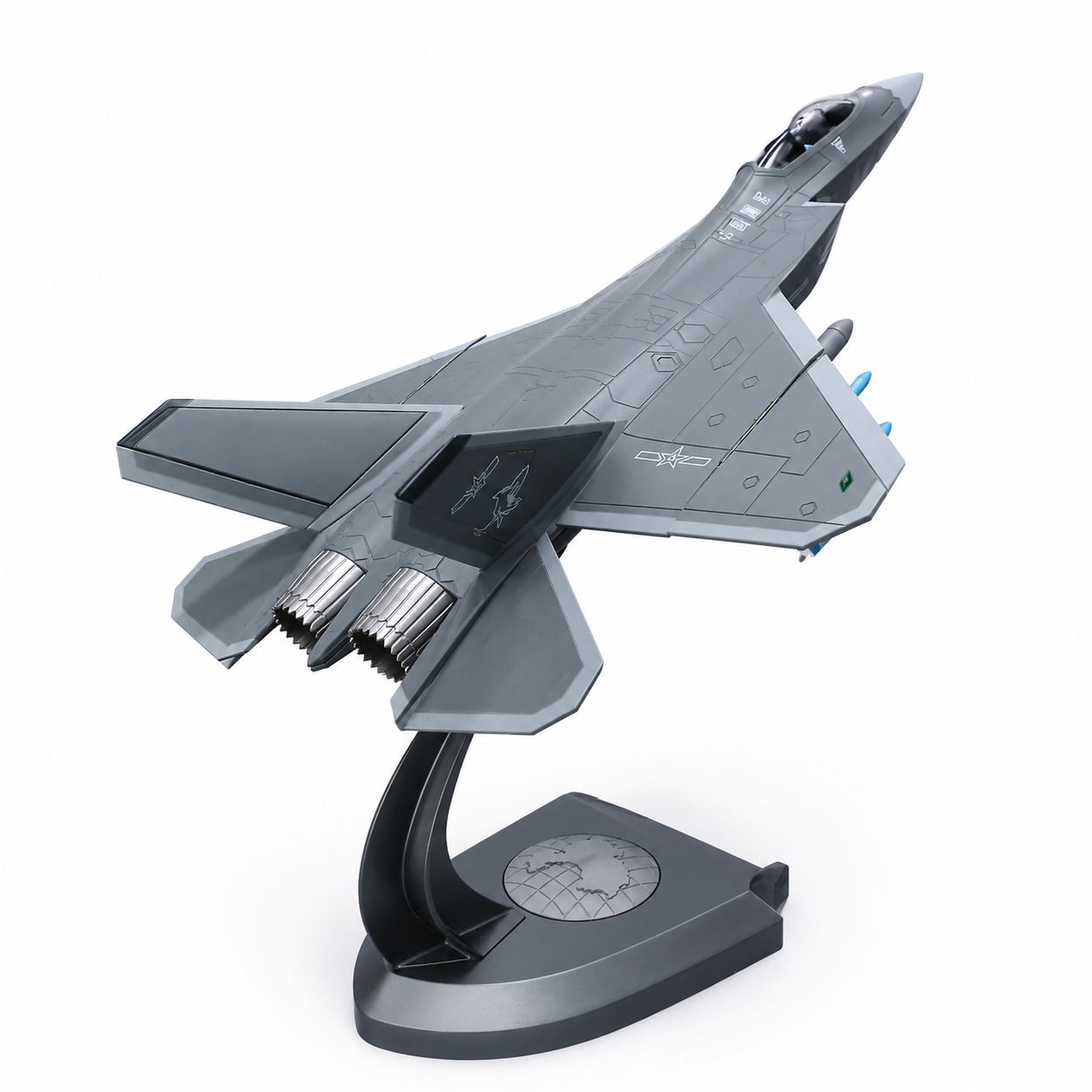 Premium 1:32 Scale J-35 Stealth Fighter Aircraft Diecast Metal Model with Display Stand | Military Fighter Jet Collectible for Home & Office Decor