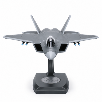 Premium 1:32 Scale J-35 Stealth Fighter Aircraft Diecast Metal Model with Display Stand | Military Fighter Jet Collectible for Home & Office Decor