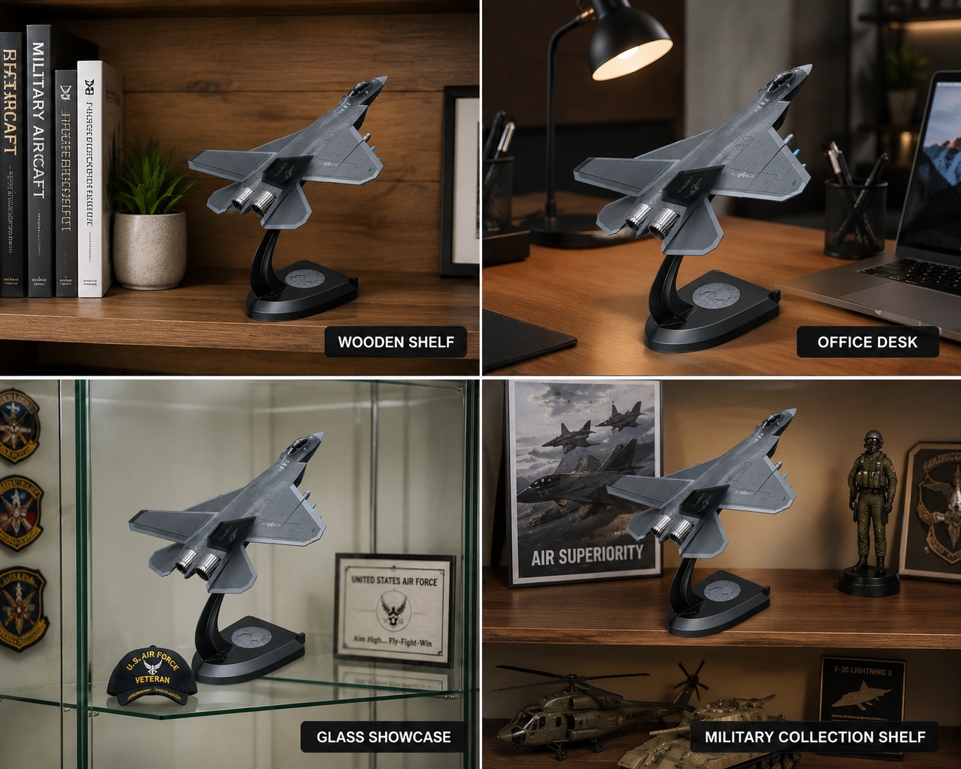 Premium 1:32 Scale J-35 Stealth Fighter Aircraft Diecast Metal Model with Display Stand | Military Fighter Jet Collectible for Home & Office Decor