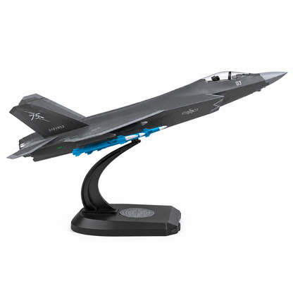 Premium 1:60 Scale J-35A Fighter Aircraft Diecast Metal Model with Display Stand | Military Jet Collectible for Home & Office Decor
