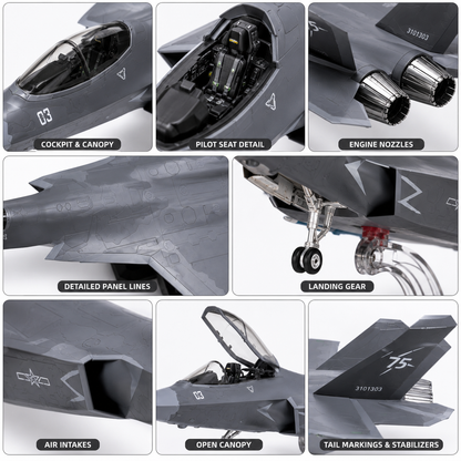 Premium 1:60 Scale J-35A Fighter Aircraft Diecast Metal Model with Display Stand | Military Jet Collectible for Home & Office Decor